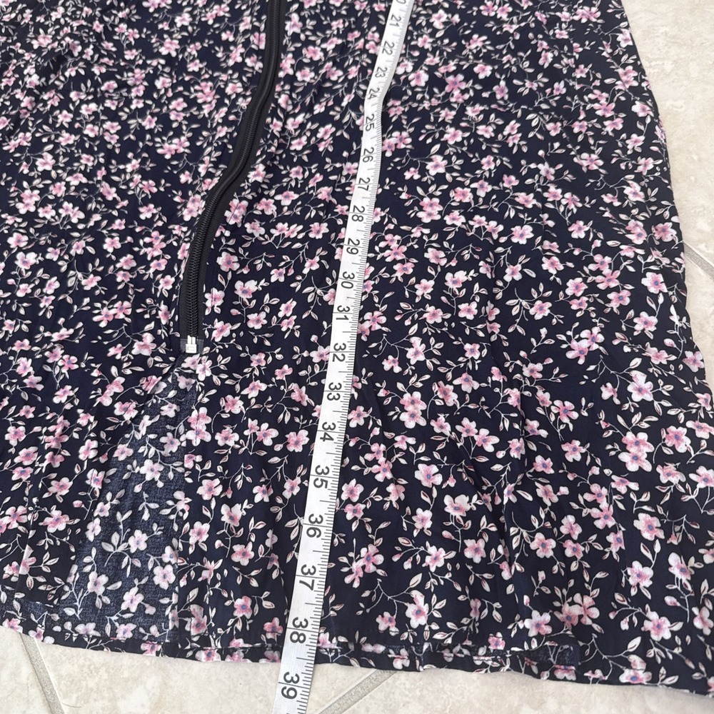 Yozly Womens Floral Zip Front House Dress Navy Pink Ditsy Print Lounger Small - Picture 4 of 8
